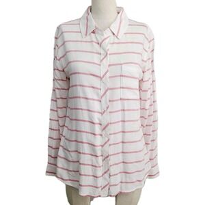 Rails White Red Striped Button Front Shirt XS Collared Long‎ Sleeve Casual